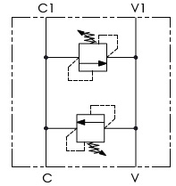 Hydraulic scheme - Dual Cross Direct Acting Pressure Relief Valves