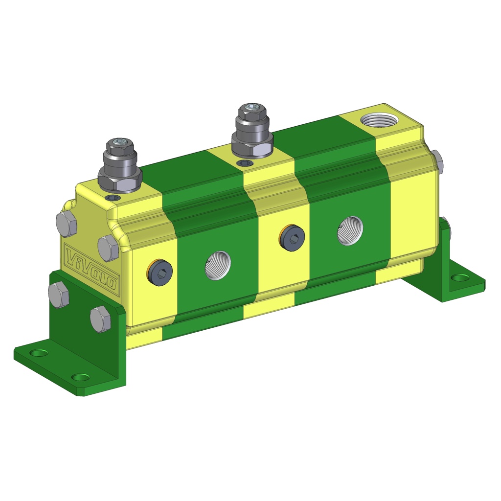 Hydraulic Gear Flow Divider - Gr. 1 / 0.91 – 9.88 cm3/rev -RV-1V – FLOW DIVIDERS WITH INDEPENDENT PHASE CORRECTION AND ANTICAVITATION VALVES FOR EACH ELEMENT