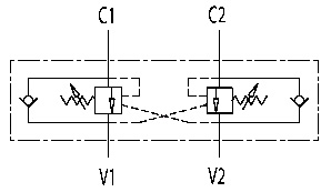 Hydraulic scheme - Double Counterbalance valves for open center