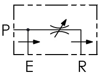 Hydraulic scheme - 3 WAYS Flow Control Valves - Pressure Compensated, Exceeding Flow to Pressure