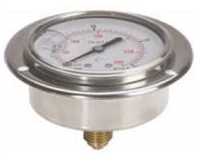 Hydraulic Pressure Gauge D100 rear connection with flange with glycerin (1/2"" BSP)