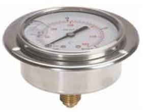 Hydraulic Pressure Gauge D63 rear connection with flange with glycerin (1/4" BSP)