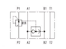 Hydraulic Scheme - Cetop 2-Way Pressure Compensator, Spool-Type, Direct-Acting