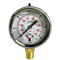 Hydraulic Pressure Gauge D63 vertical connection with glycerin (1/4" BSP)