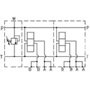 EM103/38Z - Parallel connection with Ports A-B on Side and Back 3/8, P-T – 1/2, with/without pressure relief valve (RV)