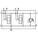 EM105/34Z - Parallel connection with Ports A-B on Side 3/4, P-T – 3/4, with/without pressure relief valve (RV)