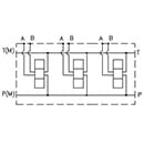 EM213/Y - Parallel connection with Ports A-B on Side 3/8, P-T – 1/2, without pressure relief valve (RV)