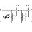 EM235/Z - Parallel connection with Ports A-B on Side 3/4, P-T – 1, with/without pressure relief valve (RV)