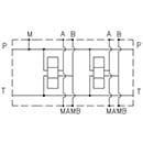 EM253/YM - Parallel connection with Ports A-B on Side 1/2, P-T – 3/4, without pressure relief valve (RV) and with manometr port 1/4 on A-B