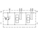 EM253/Z - Parallel connection with Ports A-B on Side 1/2, P-T – 3/4, with/without pressure relief valve (RV)