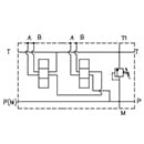 EMS213/Z - Series connection with Ports A-B on Side 3/8, P-T – 1/2, with/without pressure relief valve (RV)